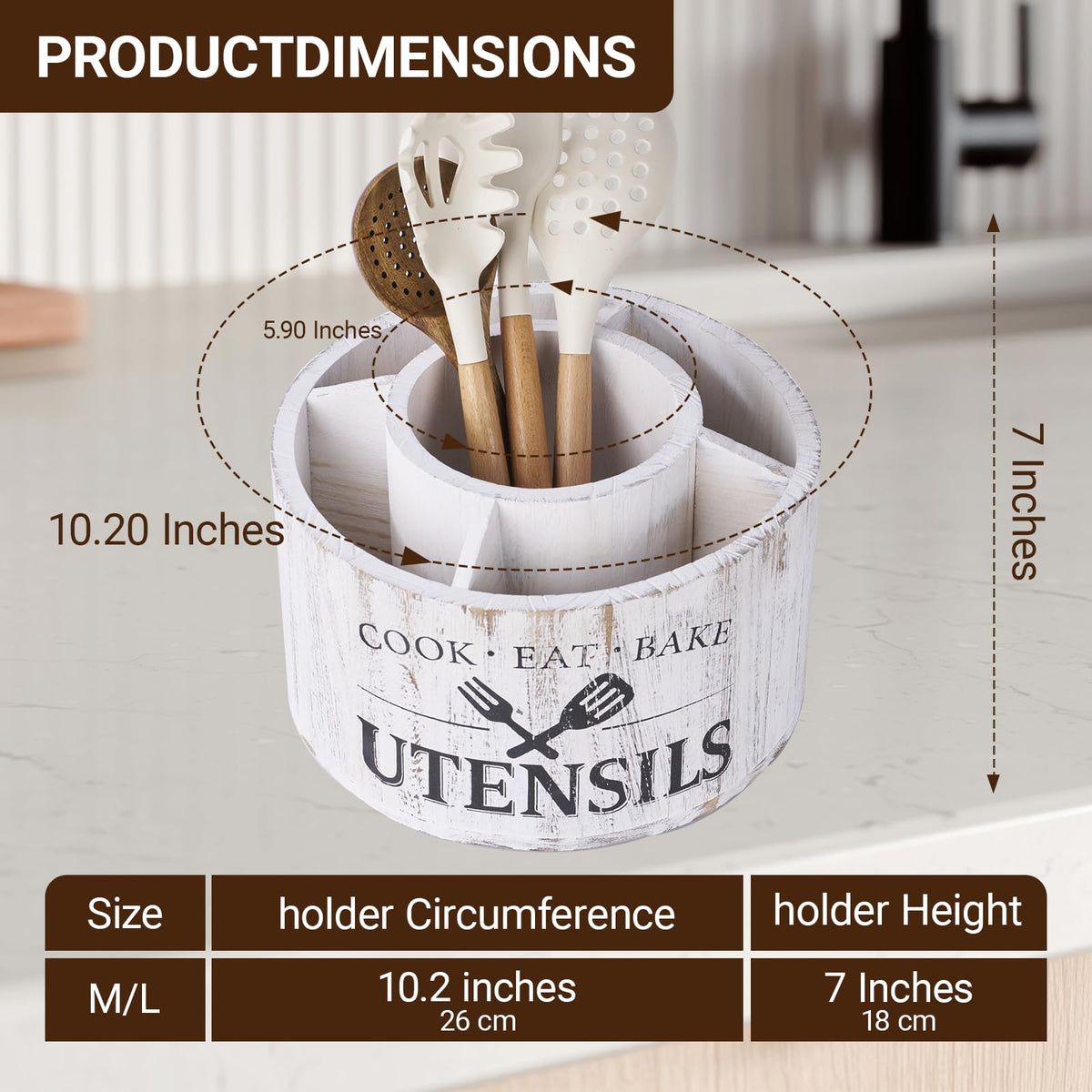 10.2 Inch Extra Large 360° Rotating Utensil Holder