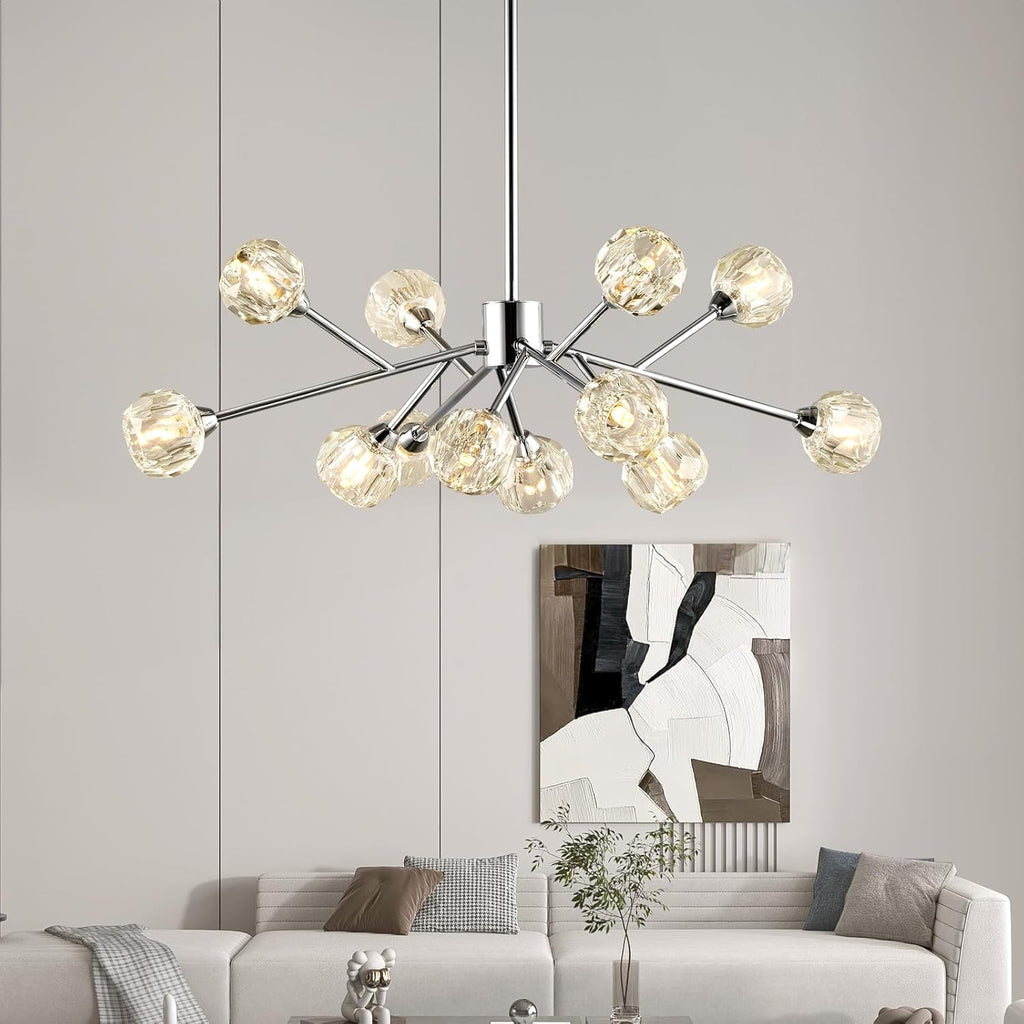 12-Light Chrome Modern Crystal Chandelier