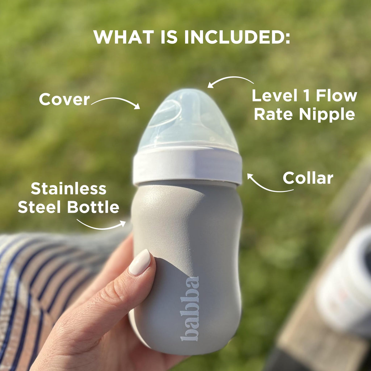Stainless Steel Baby Bottle, Anti-Colic, Vacuum-Insulated, 8oz