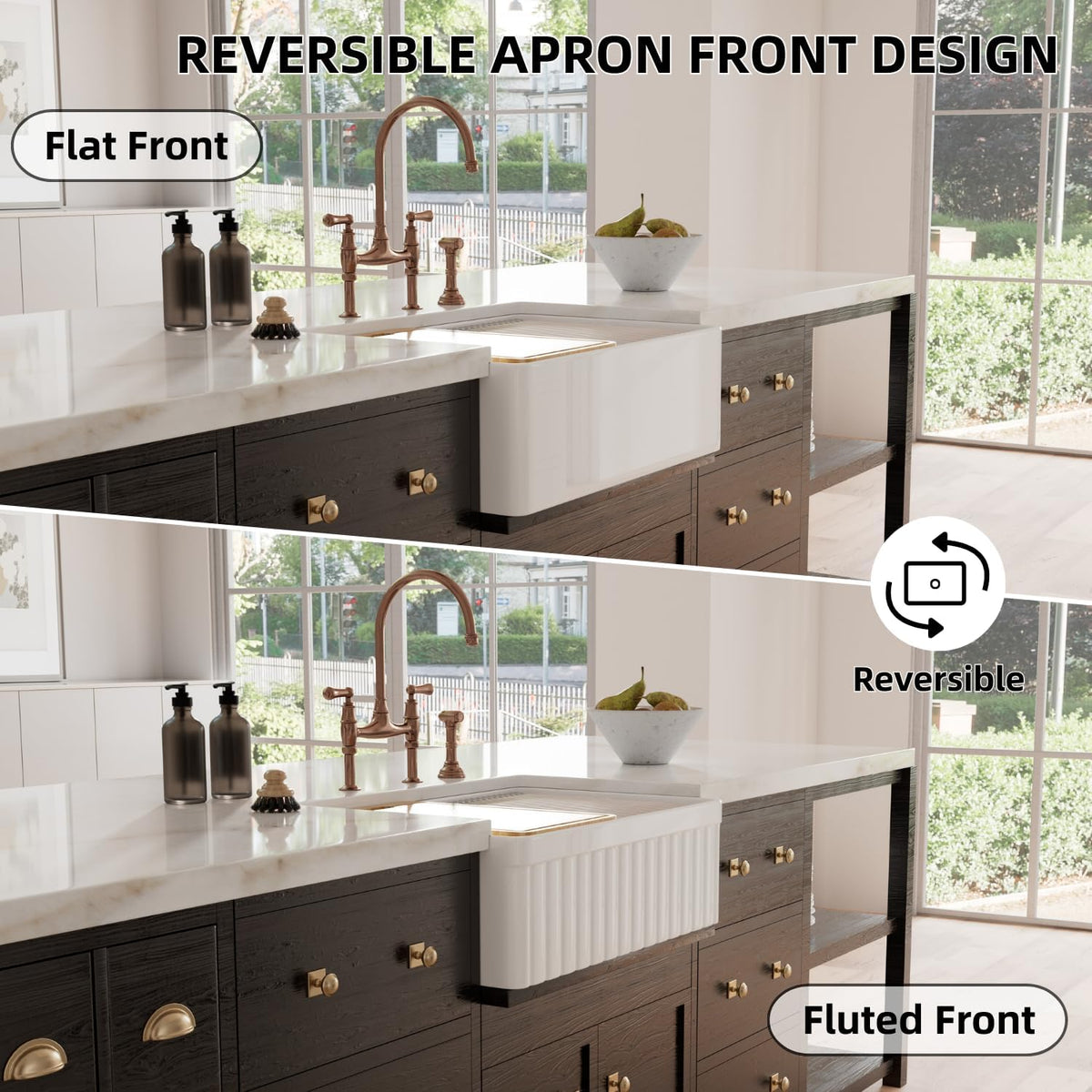 Farmhouse Sink 30 Inch, 30"W x 20"D White Kitchen Workstation Sinks, Fireclay Single Bowl Kitchen Farm Sink with