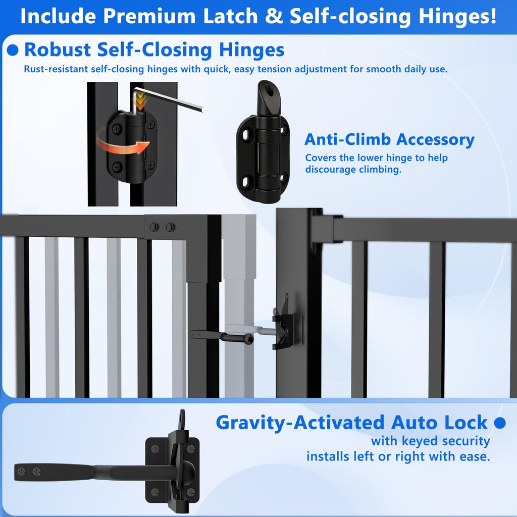 Self-Closing Gate Hinges with Standard Latch Hardware Kit
