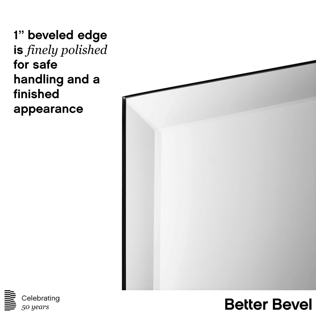 Frameless Rectangle Mirror, 22.5" x 34.5" Bathroom Wall Mirror w/Beveled Edge