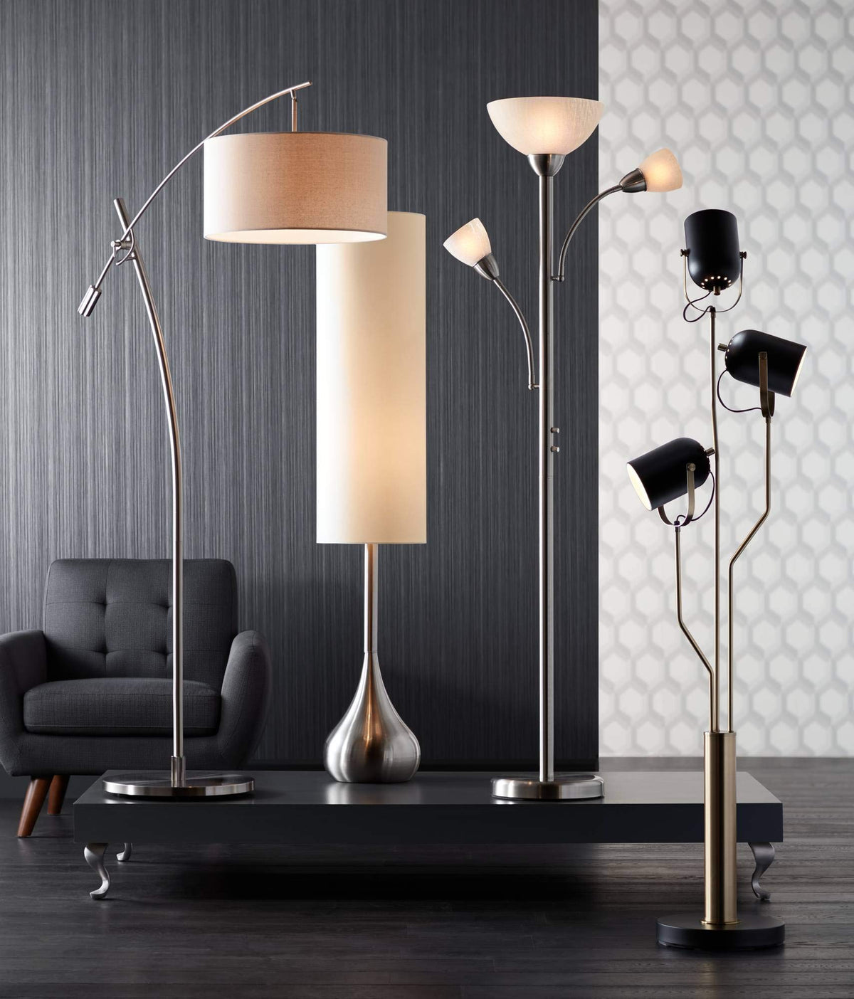 Inspired Arco Style Raymond Brushed Nickel Adjustable Boom Arc 69" Tall Floor Lamp