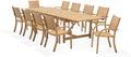 Berlin 11-Piece Teak Finish Rectangular Extendable Patio Dining Set | Stackable Chairs | Ideal for Outdoors and Indoors