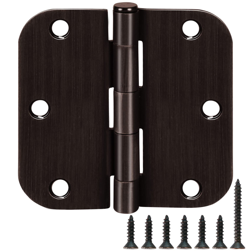 Rounded Door Hinges 3.5" x 3 1/2" Oil Rubbed Bronze 5/8" 18 Pack