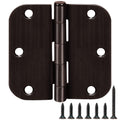 Rounded Door Hinges 3.5" x 3 1/2" Oil Rubbed Bronze 5/8" 18 Pack