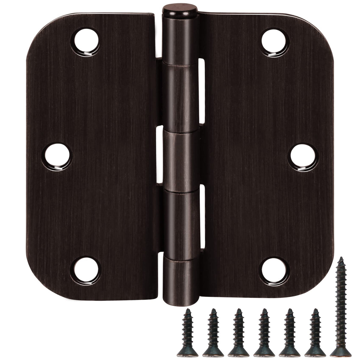 Rounded Door Hinges 3.5" x 3 1/2" Oil Rubbed Bronze 5/8" 18 Pack
