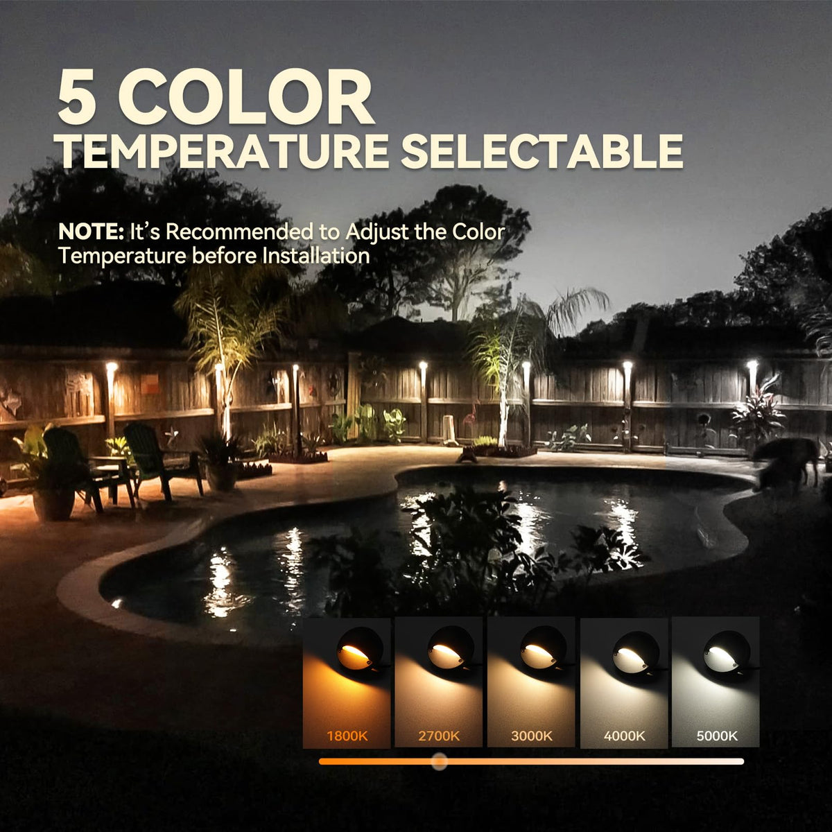 5CCT 3.74inch Low Voltage LED Deck Lights, Black