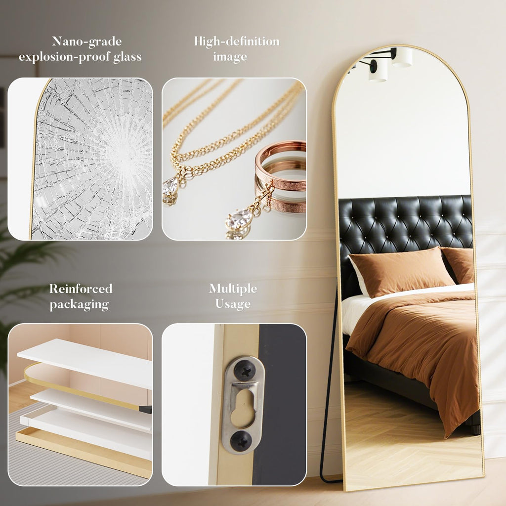 Arched Mirror Full Length Floor, 59x16 Inch Full Body Standing Mirror