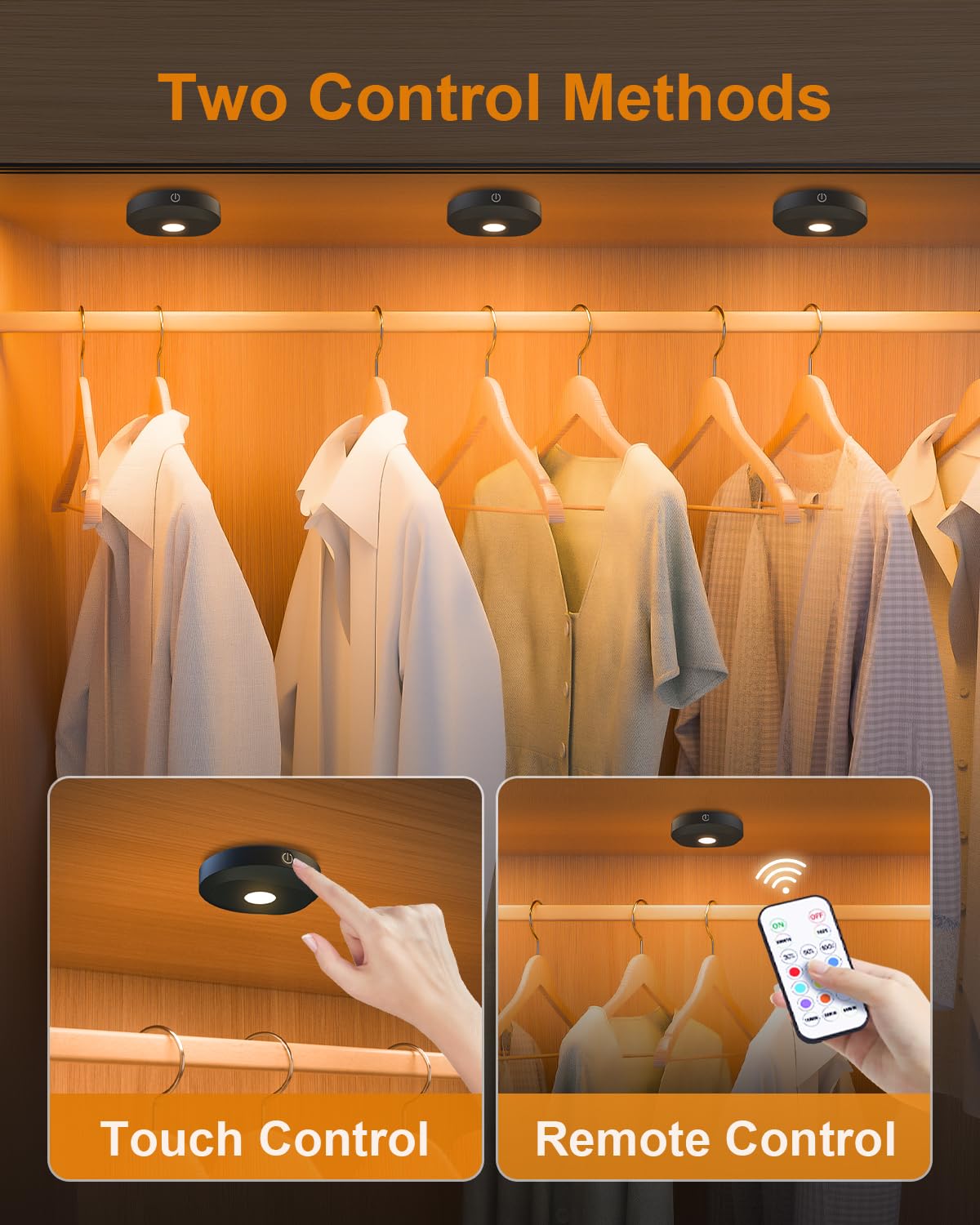 RGB Under Cabinet Lights,Rechargeable Puck Lights with Remote Control, Wireless Push Light with Timer