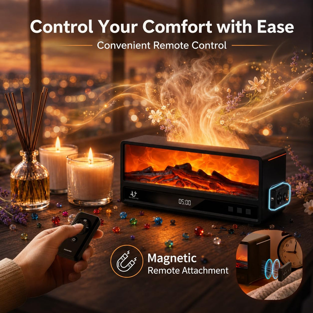Fireplace Essential Oil Diffuser with Remote and Timer