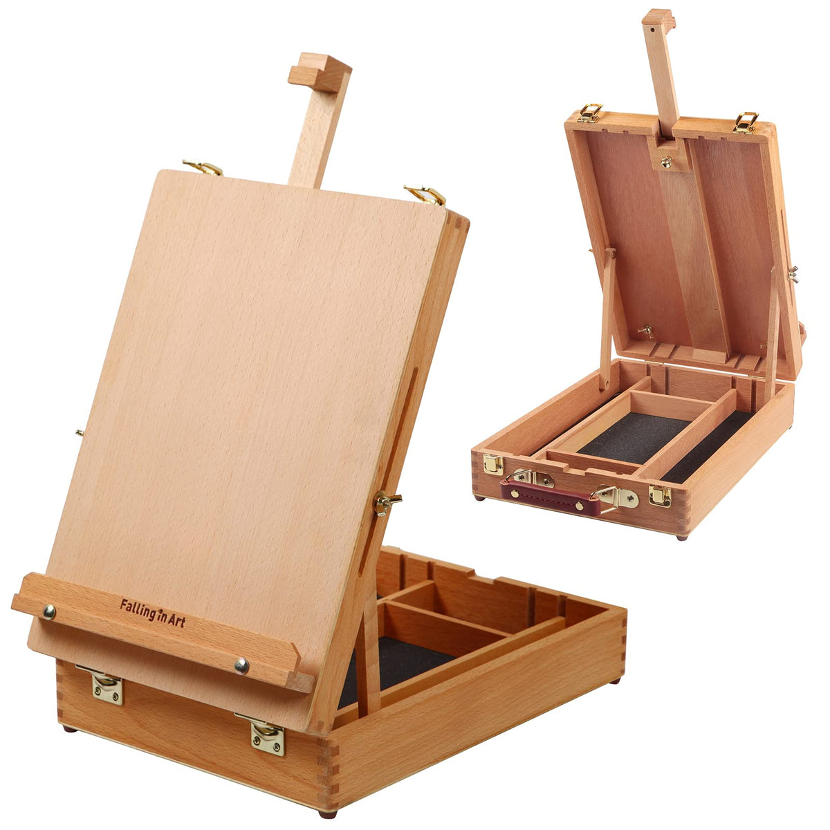Wooden Tabletop Easel, Beech Wood Sketchbox Desktop Easel
