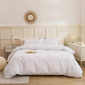 Cotton 3 Pcs Duvet Cover Set Linen Feel Off White Queen