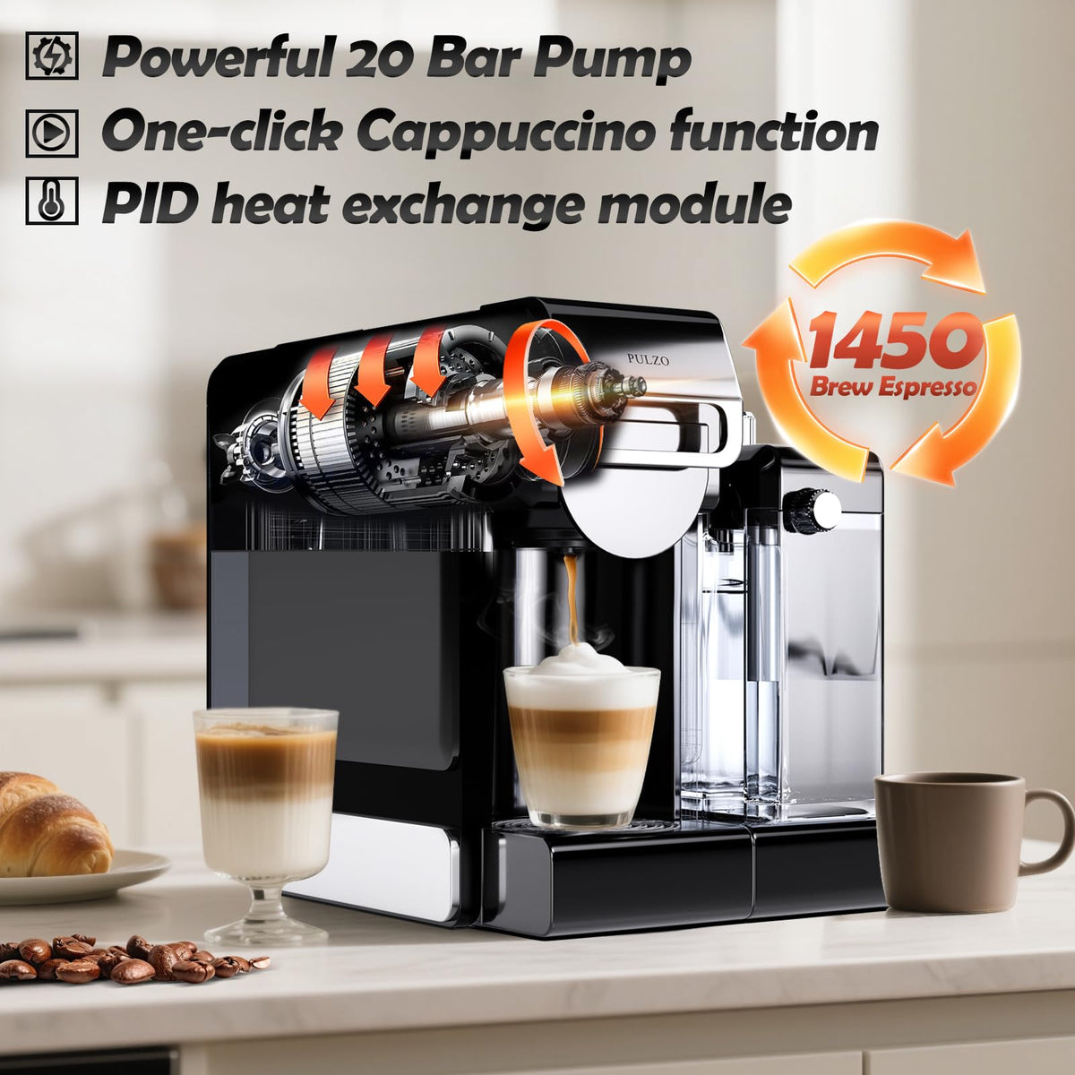 Espresso Machine with Automatic Milk Frother,capsule coffee maker