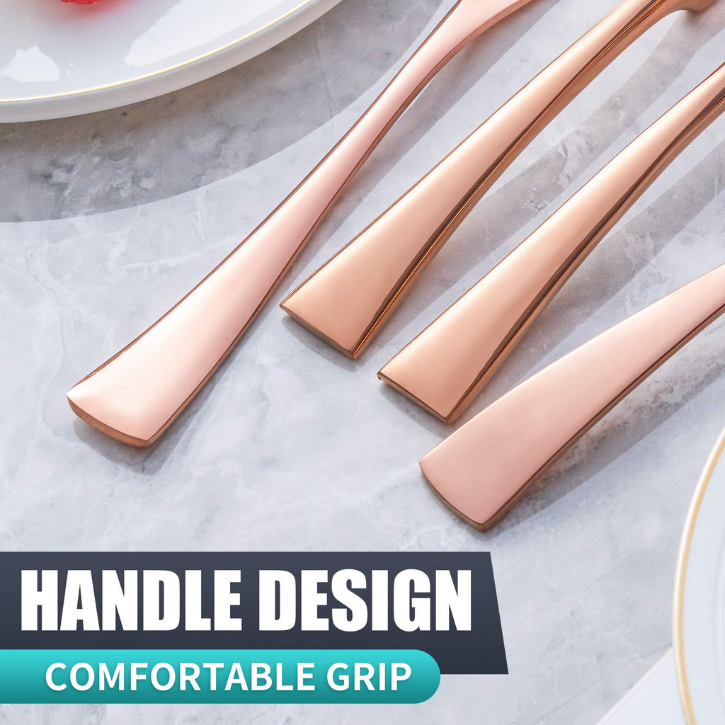 20 Pieces Rose gold Silverware Set Service for 4,Modern 18/10 Stainless Steel Flatware Cutlery Set,Utensil Set