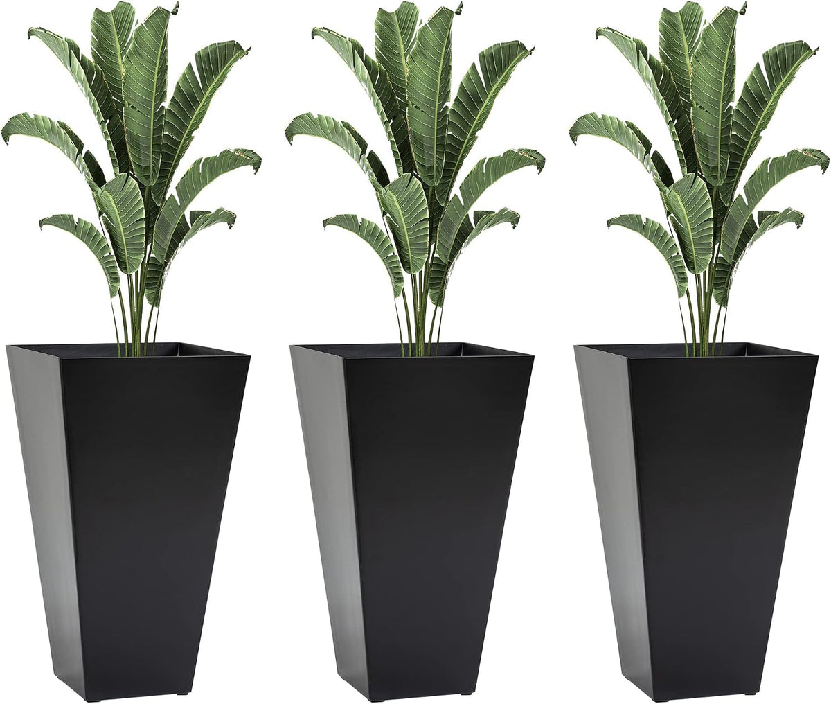 Set of 3 Planter, Indoor/Outdoor Plant Pots, 15.75" x 15.75" x 28" Tapered Square Flower Pot for Porch Patio and