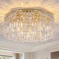 18-Inch Modern Crystal Flush Mount Chandelier for Bedrooms and Dining Nooks