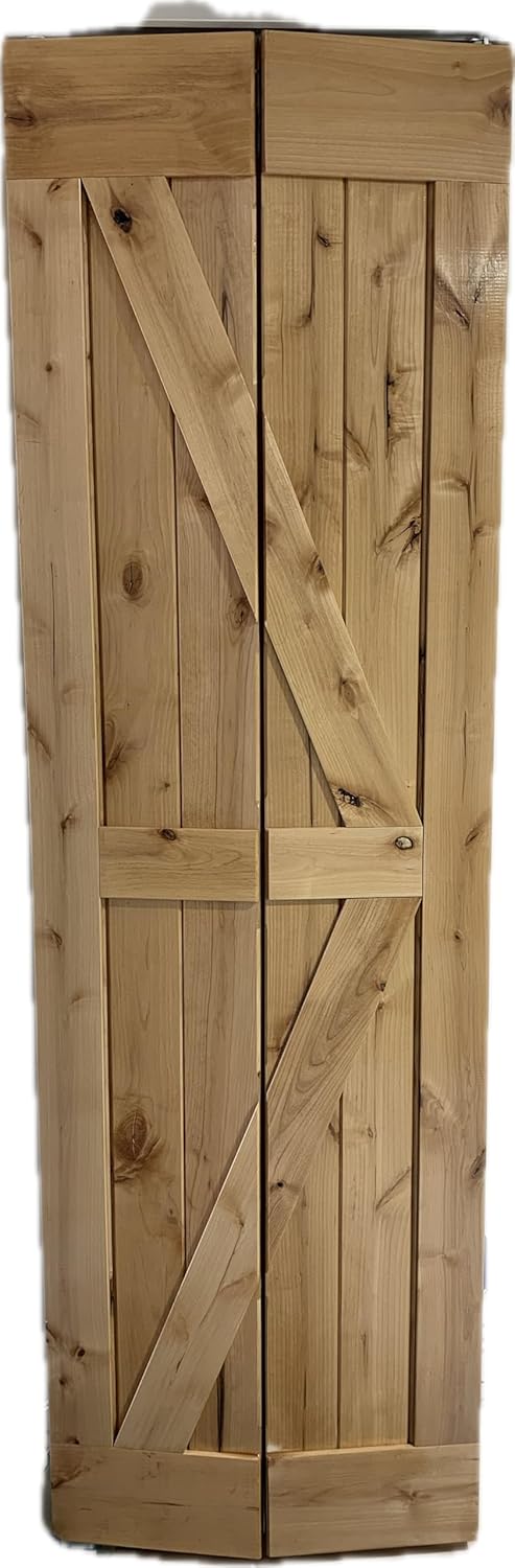 25.5 x 84 High Gloss Finished Rustic Alder Solid Wood Bifold Barn Door Assembled bi-fold barn Door Ready to Install