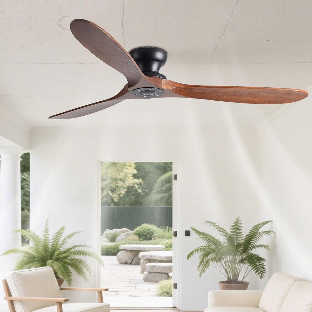 42" Flush Mount Ceiling Fan with Remote, No Light