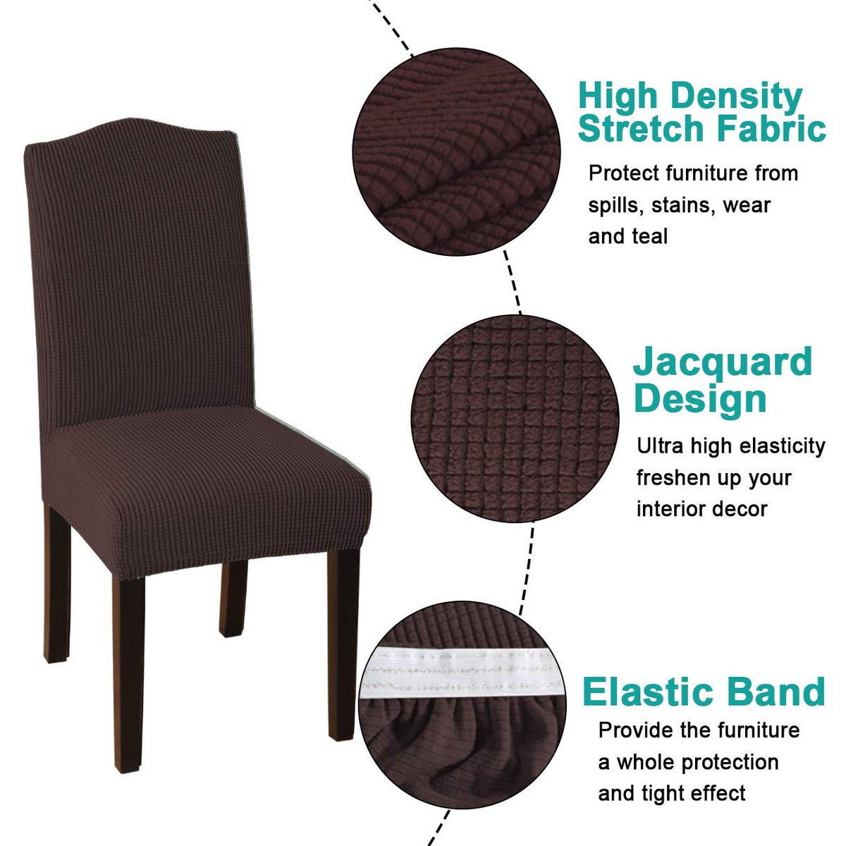 Dining Room Chair Covers, Stretch Parsons Chair Slipcover Set of 6 Washable Kitchen Dining Chair Cover Removable