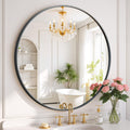 Round Wall Mirror 30 Inch Black Vanity Mirror with Metal Frame