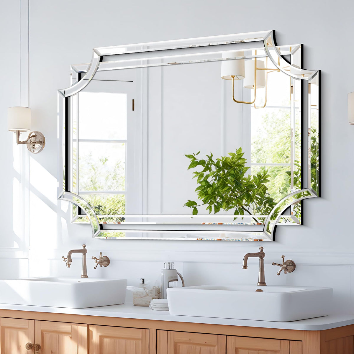 36"x47" Large Mirror for Wall, Elegant Rectangular Decorative Mirror with Glass Beveled Frame Living Room Dining Room