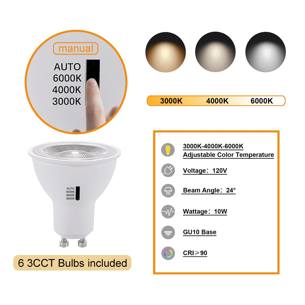 Adjustable GU10 LED H Type Track Lighting Kit Dimmable White Golden