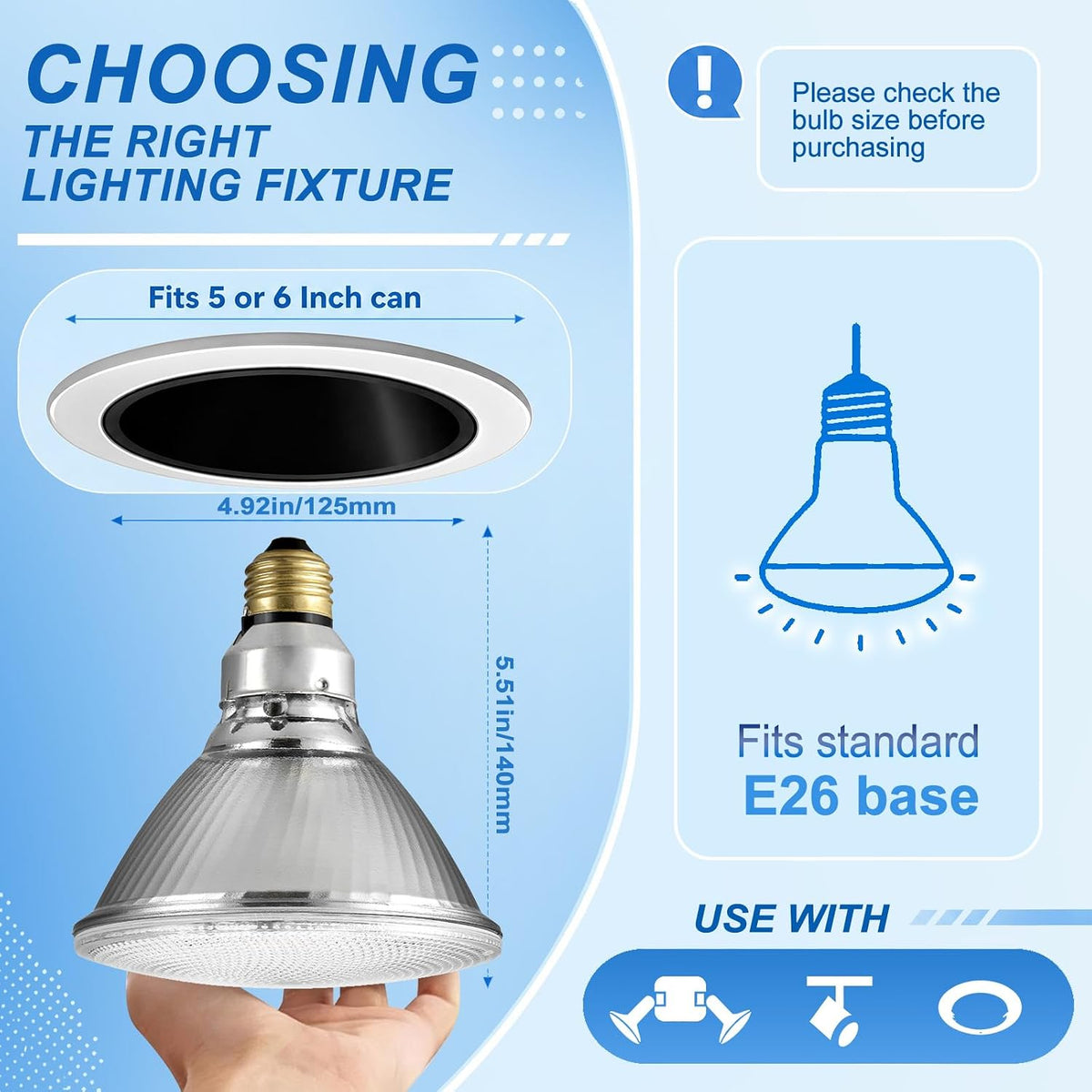 PAR38 Glass Commercial LED Light Bulb, 14W=120W Equivalent 1450 Lumens 20000 Hours Classic Flood Light Bulbs