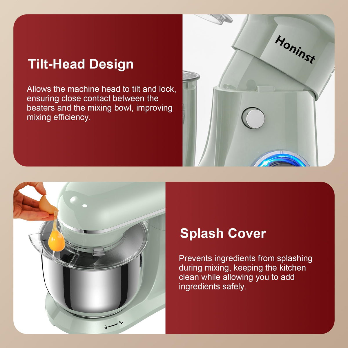 4QT Electric Stand Mixer, 10-Speed Tilt-Head Compact Kitchen Mixer