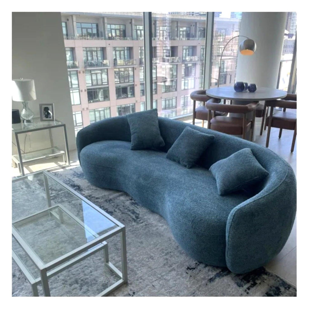Curved Sofa Couch, 93.6" 3-Seater ModernCouch CurvedSofas Boucle Sectional SofaCouch, Comfy Cloud Upholstered