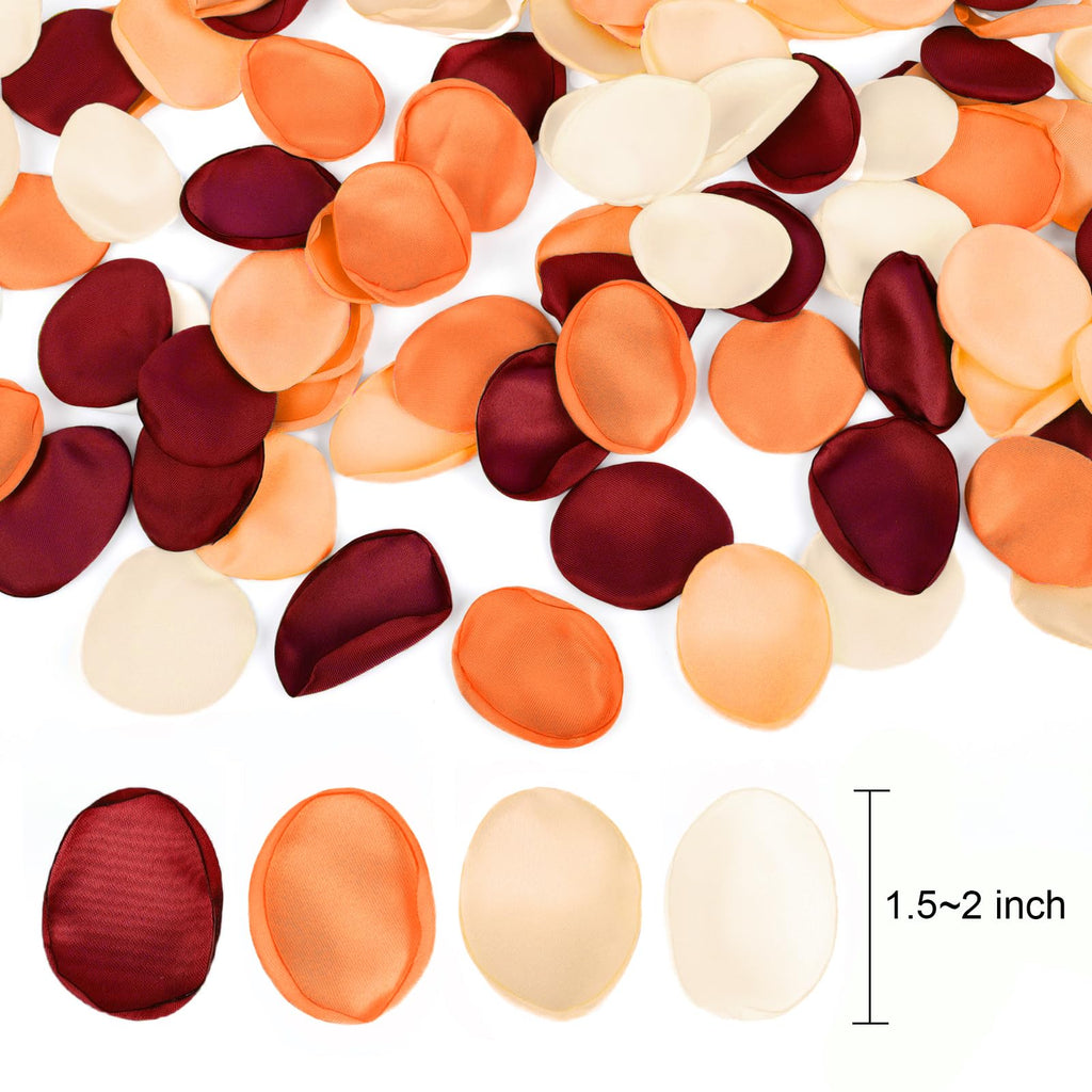 500pcs Silk Rose Petals, Burgundy Orange Petals Artificial Flower Petals Wedding Aisle Scatter Petals Bridal Shower