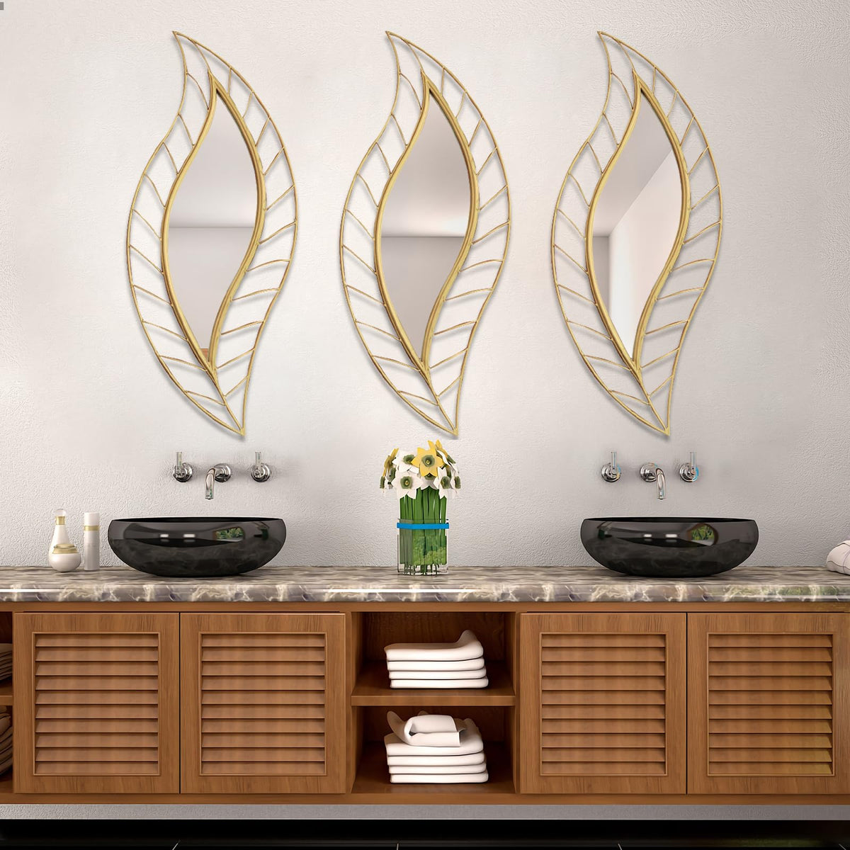 Gold Wall Mirror, 45" x 18.5" Bathroom Decor Vanity Mirror