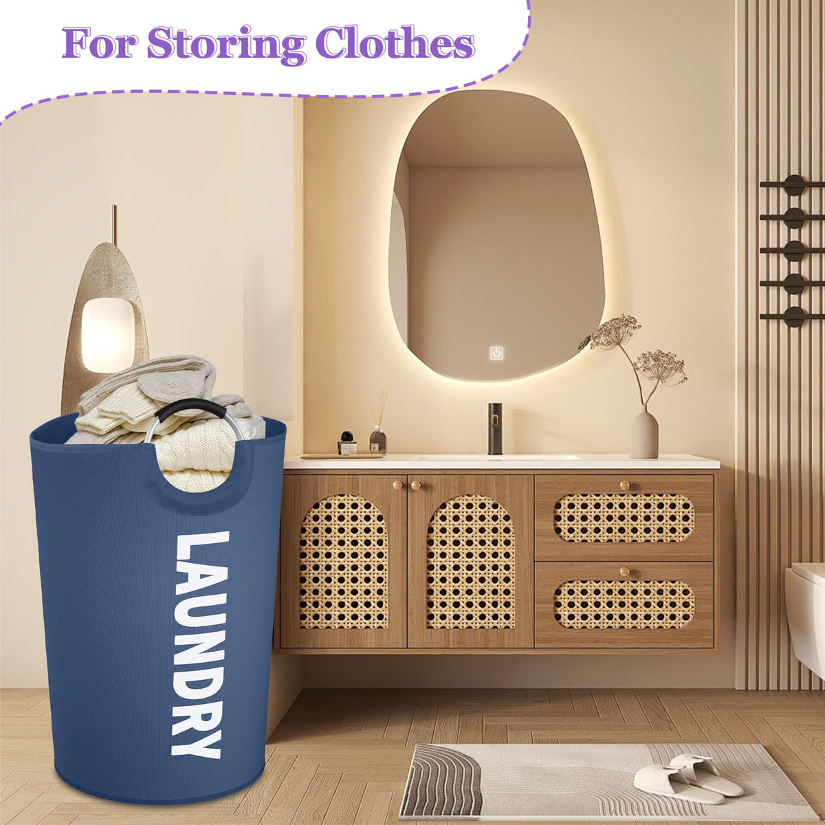 125L Collapsible Laundry Basket with Handles, Extra-large Laundry Hamper , Freestanding Dirty Clothes Basket, Sturdy