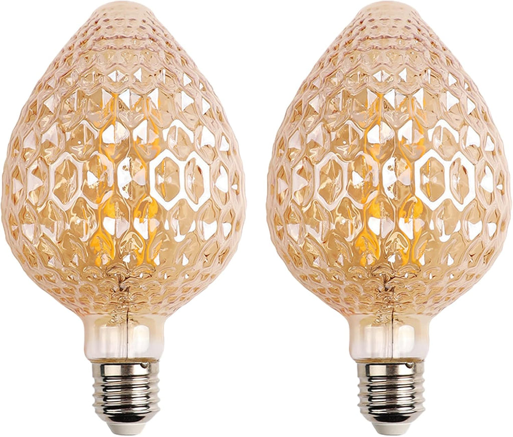 Strawberry Amber LED Light Bulbs,3W E26 2200K(2 Pack)