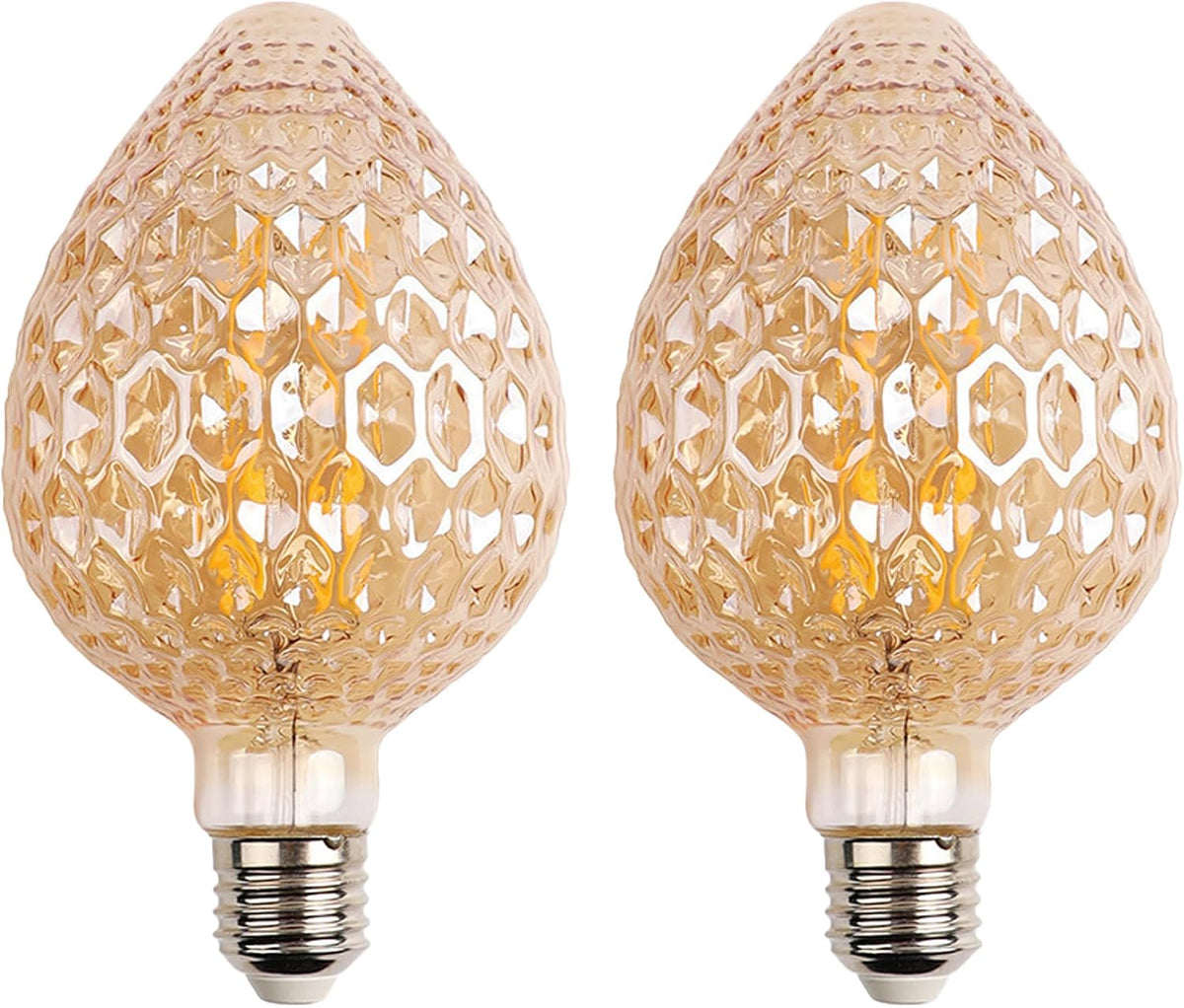 Strawberry Amber LED Light Bulbs,3W E26 2200K(2 Pack)