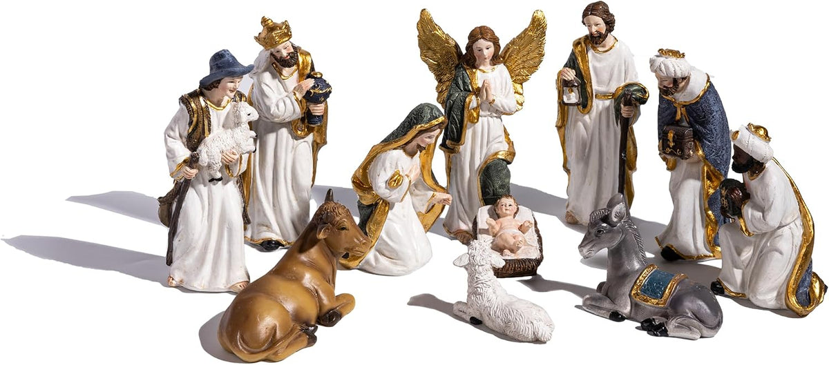 5'' Nativity Set with 11 Figures, Indoor Nativity Scene Figurines, Holy Family Statue, Christmas Decorations