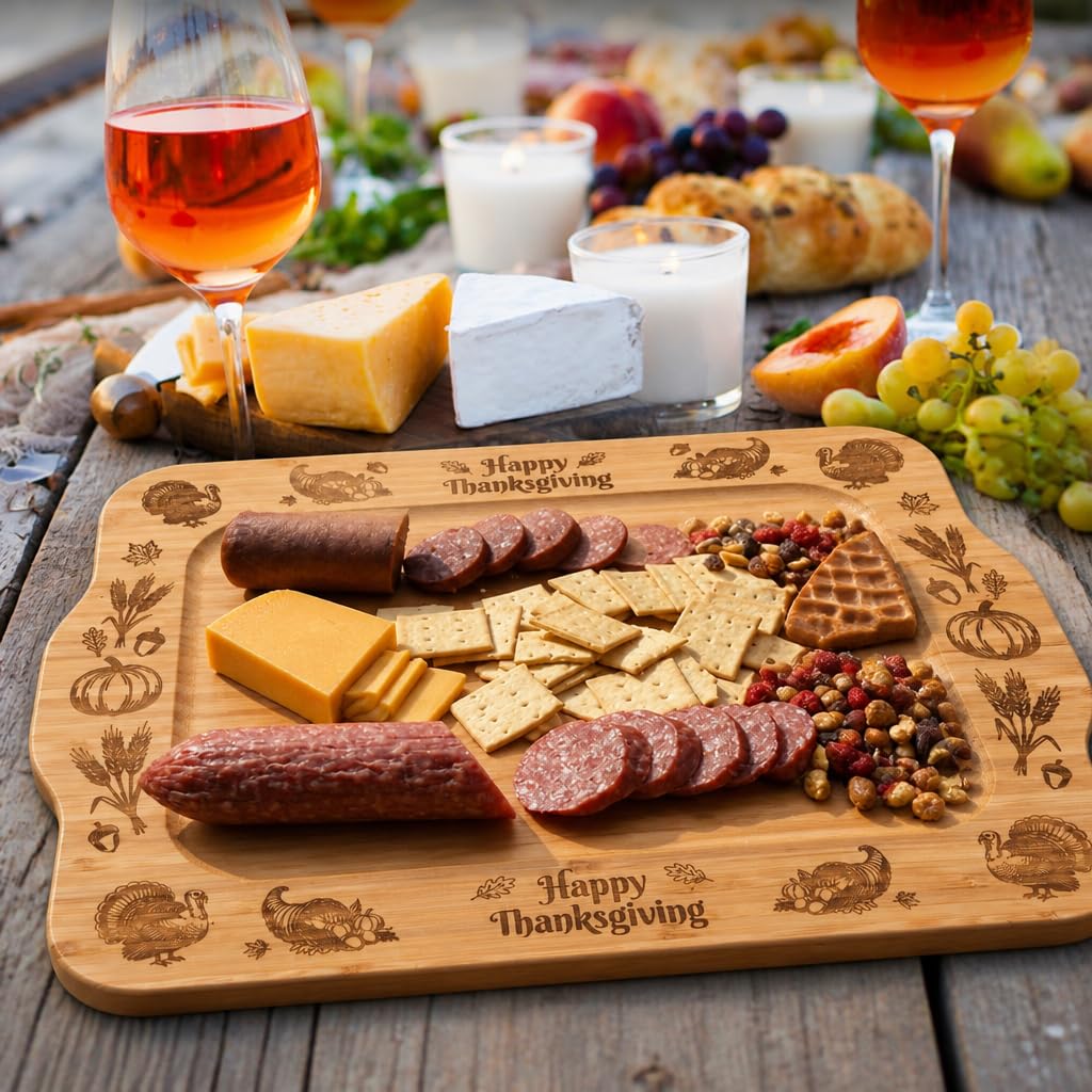 Thanksgiving Large Charcuterie Board Large Bamboo Serving Tray