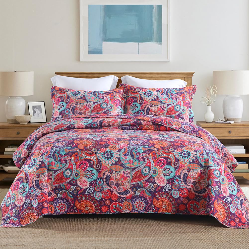 Quilt Sets, 100% Cotton Breathable Bedspread, Lightweight Reversible Quilted Coverlet, Farmhouse Bedroom