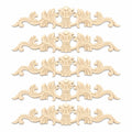 5pcs Unfinished Carved Wood Applique European French Onlay Trim Decorative Long Acanthus Leaf Medallion for Cabinet