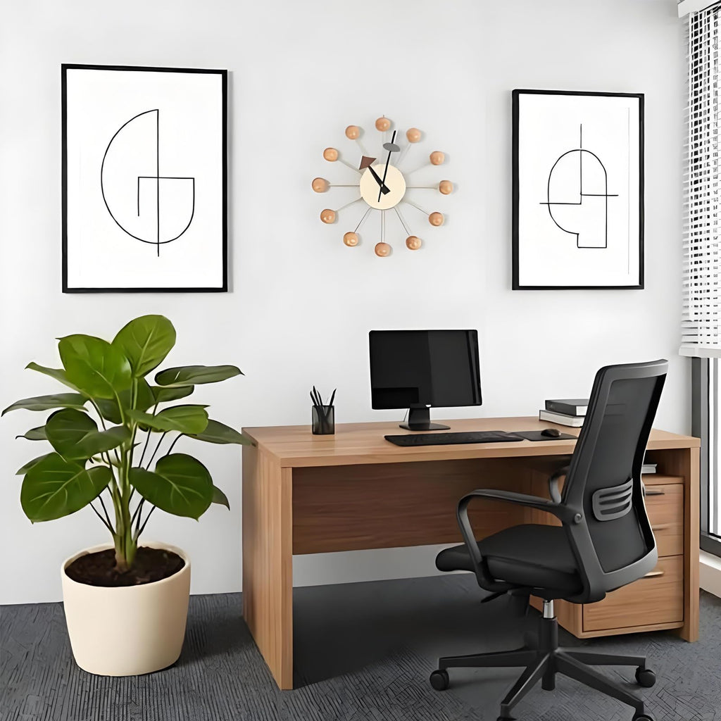 Inspired Nelson Style Modern Mid Century Retro Design Wood Wall Ball Clock Natural
