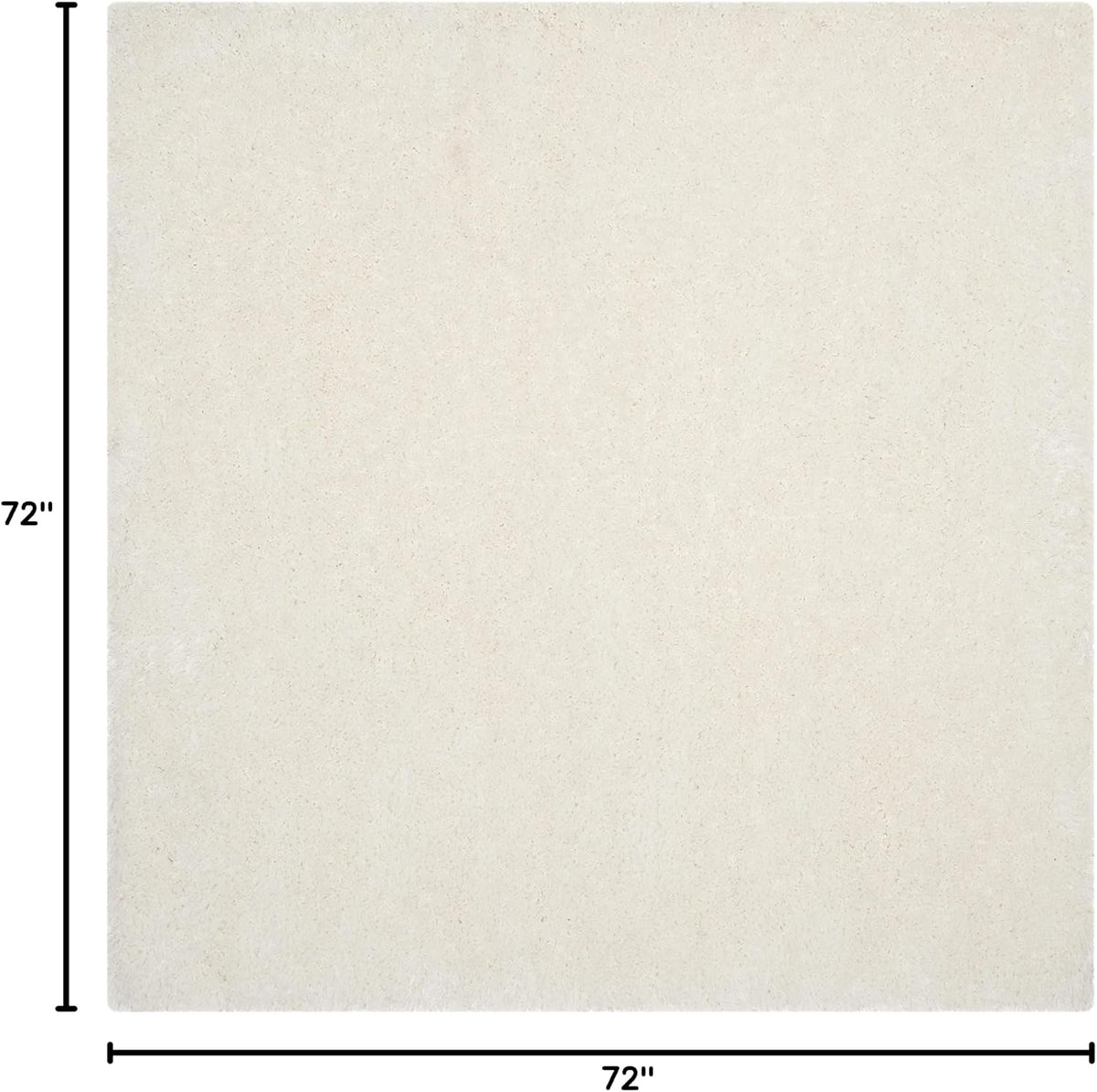 Luxe Shag Collection Area Rug - 6' Square, Ivory, Handmade Glam, 3.2-inch Thick Ideal for High Traffic Areas (SGX160A)