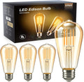 Vintage Edison LED Light Bulbs, 40W Equivalent E26 Dimmable, 4 Pack