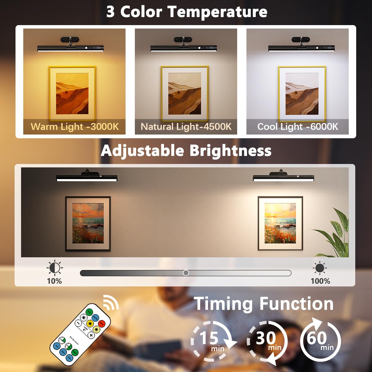 Motion Sensor Battery Operated Wall Sconce,Wireless Picture Lights
