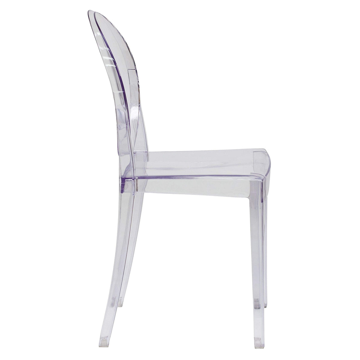 Murray Indoor/Outdoor Ghost Accent and Dining Chairs, Stackable Transparent Restaurant Chairs, Set of 4, Transparent