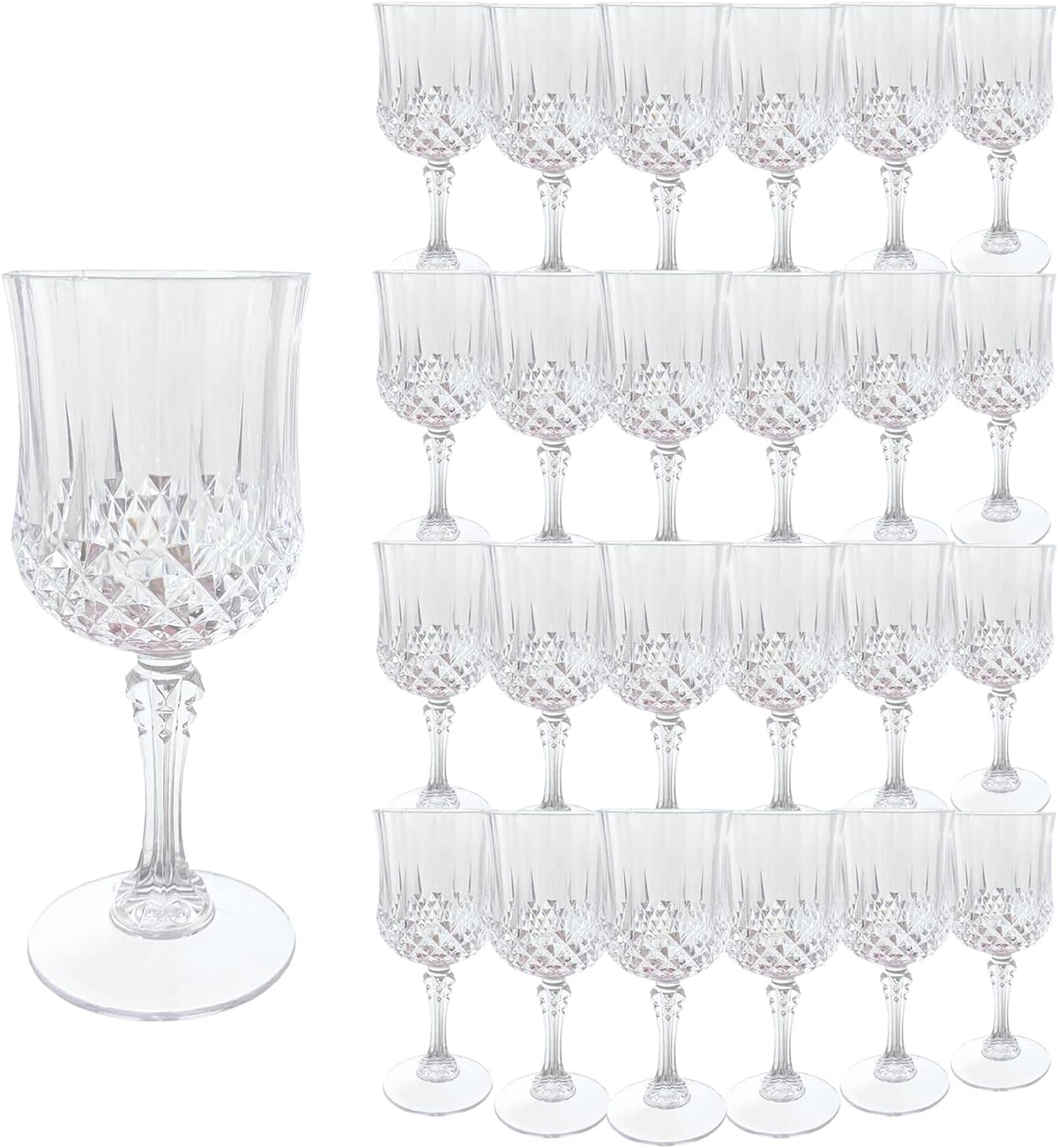 Plastic Wine Glasses, Plastic Goblets Vintage Style Cordial Unbreakable Drinking Glasses, Reusable Drinkware