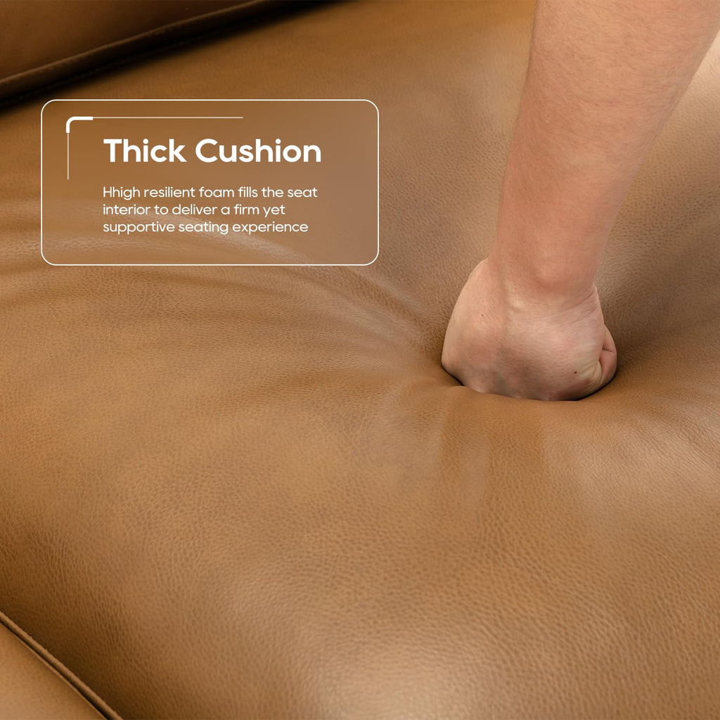 95" Oversized PU Leather Sofa, Comfy Sofa Couch with Extra Deep Seats, Wide Arm, Down Filled 3-Seater Sofa