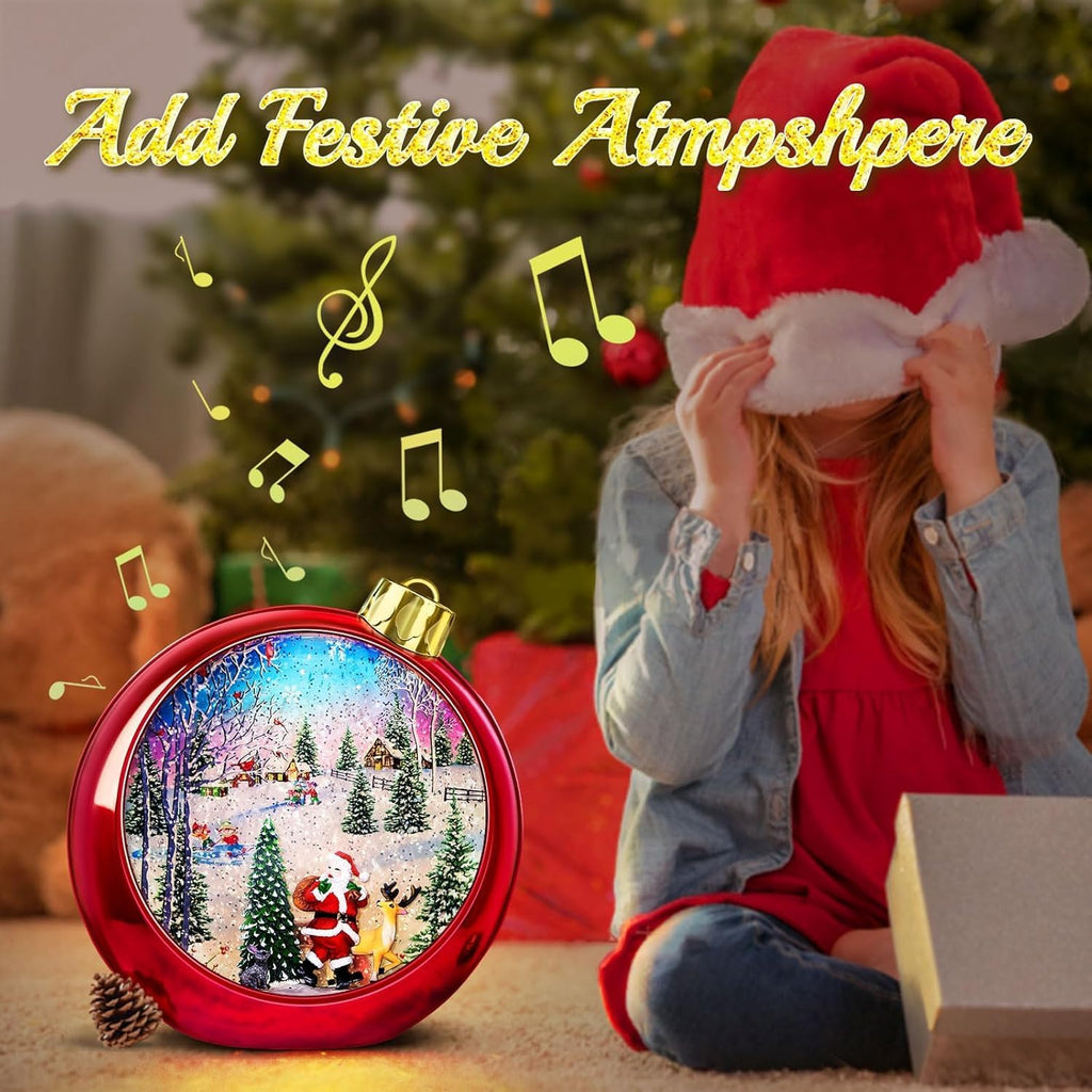 Large Christmas Santa Snow Globe Light up Lantern with 8 Songs, 8.7" Red Big Christmas Snow Globes for Kids Adults