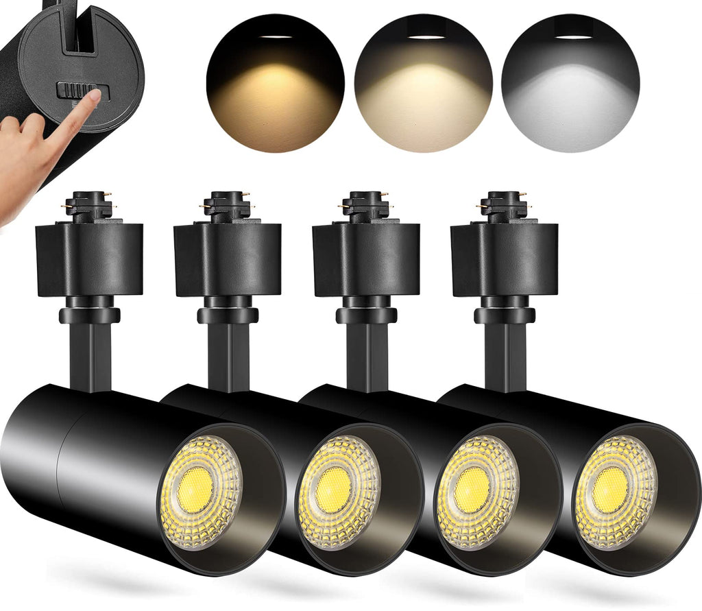 10W H Track Lighting Heads Dimmable, Black, Pack of 4