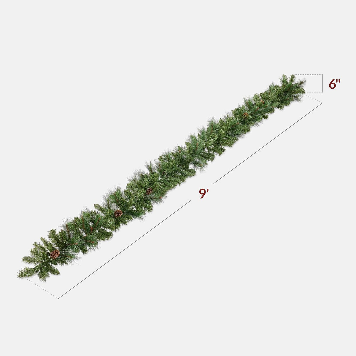 9ft Pre-Lit Christmas Garland Holiday Décor for Stairs, Mantel, w/Pine Cones, 2-in-1 White & Multi LED Lights
