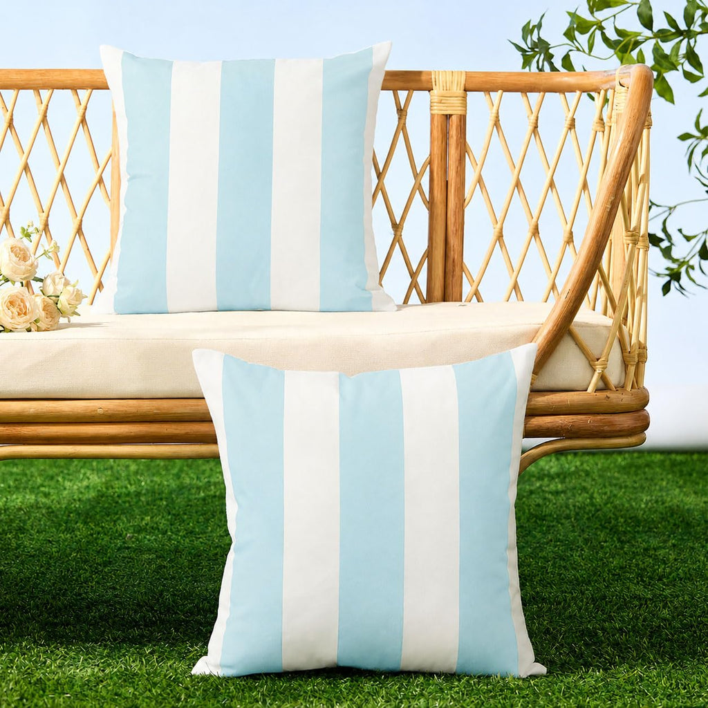 Outdoor Pillow Covers 16x16 Light Blue Striped Outdoor Decor 007O16